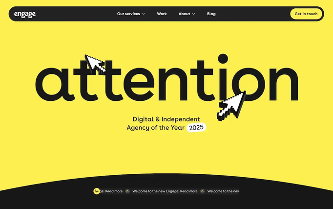 The Engage agency website homepage