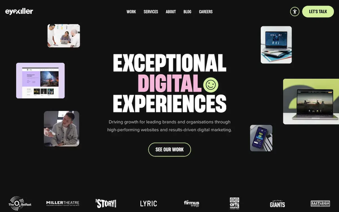The eyekiller Craft CMS web design agency homepage