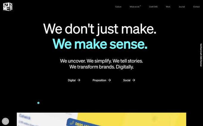 The Nzime Craft CMS agency website homepage