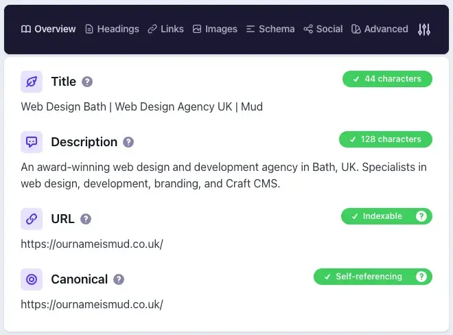 An image showing how we canonicalise for our own website.
